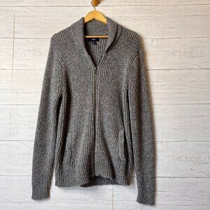 1901 Sweater Womens Size Large Gray Mohair Wool Full Zip Long Sleeve Cardigan